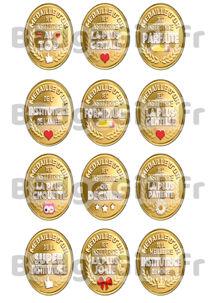 badge cabochon image imprimer gratuit instit institutrice au top qui déchire médaille d'or parfaite géniale chouette