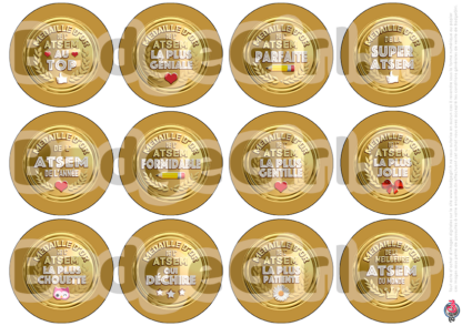 badge cabochon image imprimer gratuit atsem asem avs au top qui déchire médaille d'or parfaite géniale chouette