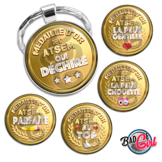 badge cabochon image imprimer gratuit atsem asem avs au top qui déchire médaille d'or parfaite géniale chouette
