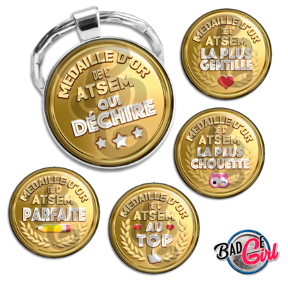 badge cabochon image imprimer gratuit atsem asem avs au top qui déchire médaille d'or parfaite géniale chouette