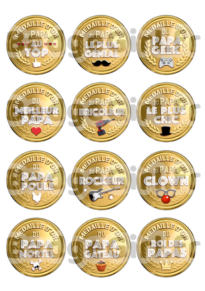 badge cabochon image imprimer gratuit papa père au top génial meilleur bricoleur rockeur poule chic geek mortel roi