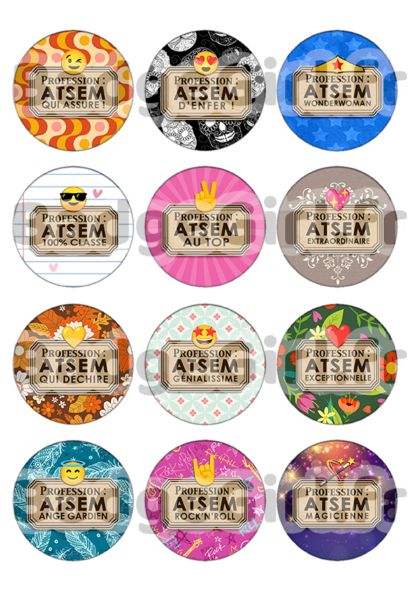 badge cabochon image imprimer gratuit atsem avs asem profession qui assure  d'enfer enfer wonde woman wonderwoman ange gardien 100% classe au top extraordinaire rock rock'n'roll qui déchire géniale génialissime  exceptionnelle  magicienne emoji smiley