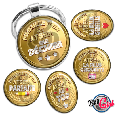 badge cabochon image imprimer gratuit atsem asem avs au top qui déchire médaille d'or parfaite géniale chouette